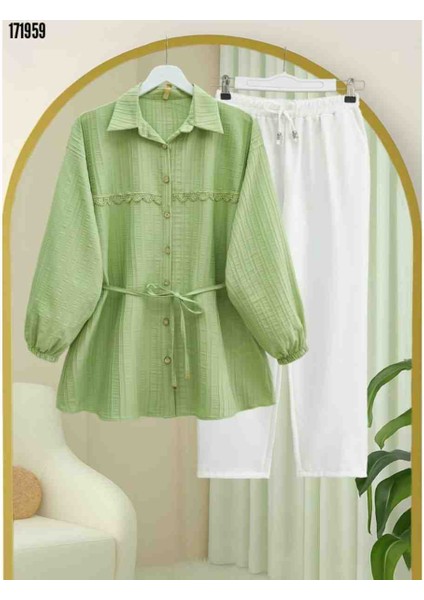 Taşlı Düğmeli Beli Bağlamalı Dantel Detaylı Gömlek, Kırmızı Gül Figürlü Kolye Hediye modelleri