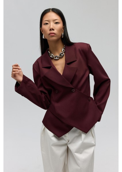 Norbury Üçgen Detay Bordo Blazer