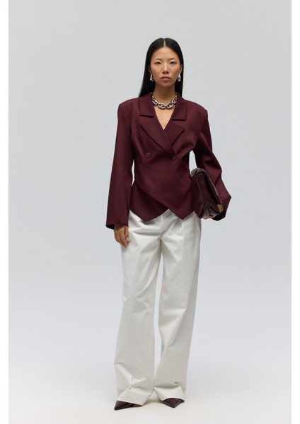 Norbury Üçgen Detay Bordo Blazer