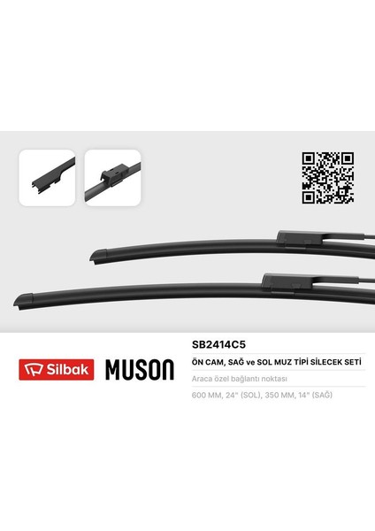 Sılbak SB2414C5 - Silecek Süpürgesi 600/350MM Muz Tipi Mg Zs-Zs Ev 10/17