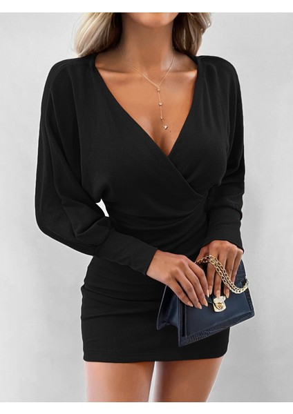 Kadın Uzun Kollu Omuzlar Açık Detay Triko Elbise indirimleri