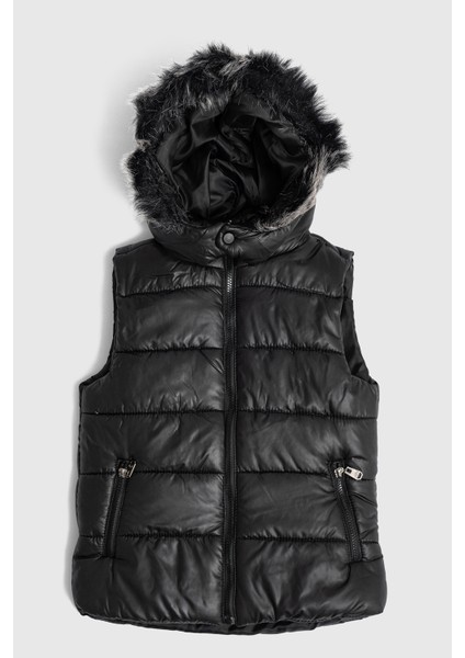 Içi Elyaf Dolgulu Kürk Kapşonlu Erkek Yelek indirimleri