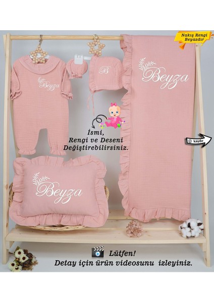 Yeni Doğan %100 Pamuk Müslin Hastane Çıkış Mevlüt Seti-Takı Yastı