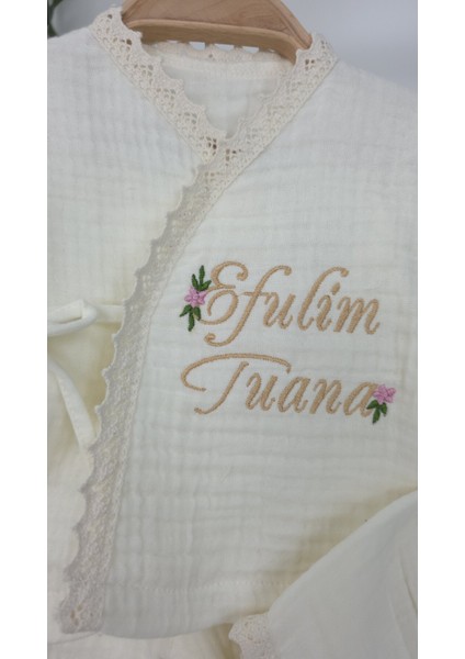 Müslin Yeni Doğan 4katlı Organik %100PAMUK Kişiye Özgü Nakışlı Hastane Çıkış Seti (Papatya Model-6) fiyatları