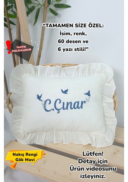 Müslin Yeni Doğan 4katlı Organik %100PAMUK Kişiye Özgü Nakışlı Hastane Çıkış Seti-3'lü Kuş Model