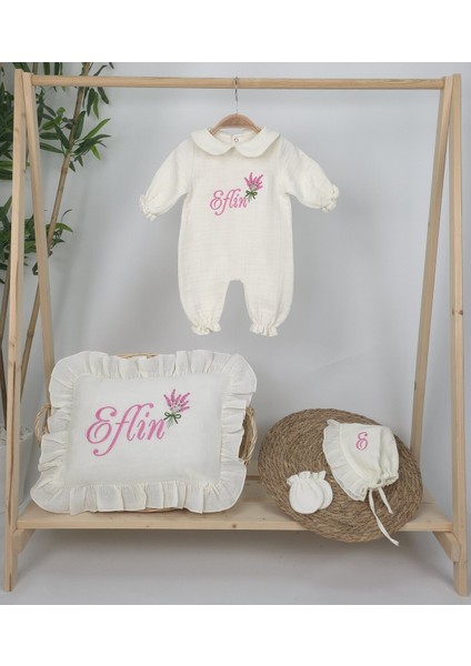 Müslin Yeni Doğan 4katlı Organik %100PAMUK Kişiye Özgü Nakışlı Hastane Çıkış Seti (Lavanta Modeli) fiyatları