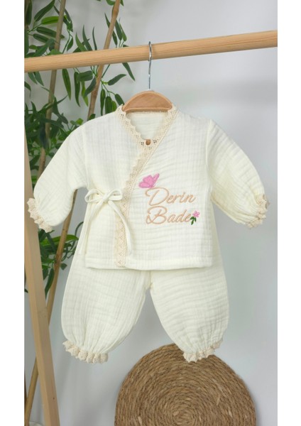 Müslin Yeni Doğan 4katlı Organik %100PAMUK Kişiye Özgü Nakışlı Hastane Çıkış Seti(Tavşan Model-3) fiyatları