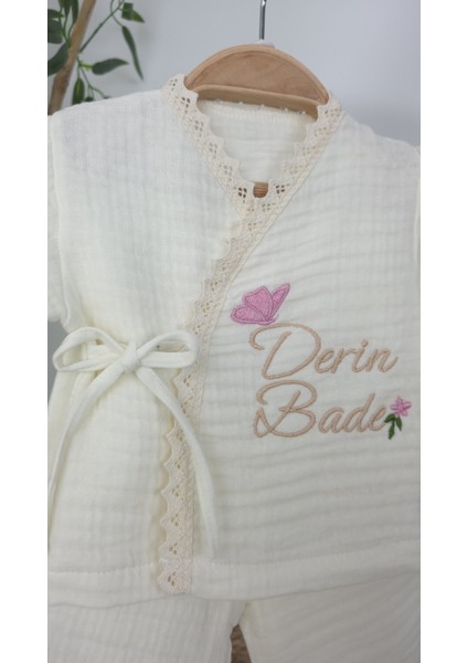 Müslin Yeni Doğan 4katlı Organik %100PAMUK Kişiye Özgü Nakışlı Hastane Çıkış Seti(Tavşan Model-3) modelleri