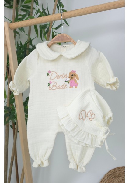 Müslin Yeni Doğan 4katlı Organik %100PAMUK Kişiye Özgü Nakışlı Hastane Çıkış Seti(Tavşan Model-3) fiyatları