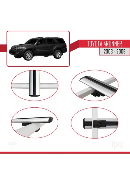 Toyota 4runner 2003-2009 Arası ile Uyumlu Basıc Model Ara Atkı Tavan Barı Gri 2 Adet fırsatları