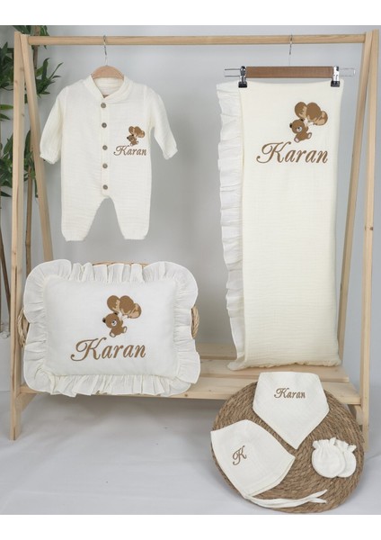 Müslin Yeni Doğan 4katlı Organik %100PAMUK Kişiye Özgü Nakışlı Hastane Çıkış Seti (Ayıcık Model-6) fiyatları