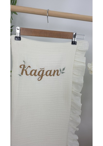 Müslin Yeni Doğan 4katlı Organik %100PAMUK Kişiye Özgü Nakışlı Hastane Çıkış Seti (Yaprak Desen-2) modelleri