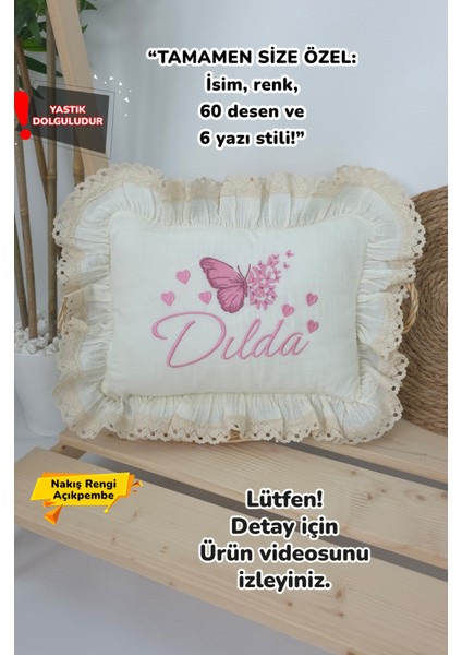 Müslin Yeni Doğan 4katlı Organik %100PAMUK Kişiye Özgü Nakışlı Hastane Çıkış Seti (Çoklu Kelebek-3)