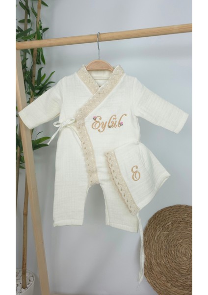 Müslin Yeni Doğan 4katlı Organik %100PAMUK Kişiye Özgü Nakışlı Hastane Çıkış Seti (Kalpli Model-5) fiyatları