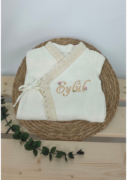 Müslin Yeni Doğan 4katlı Organik %100PAMUK Kişiye Özgü Nakışlı Hastane Çıkış Seti (Kalpli Model-5) fırsatları