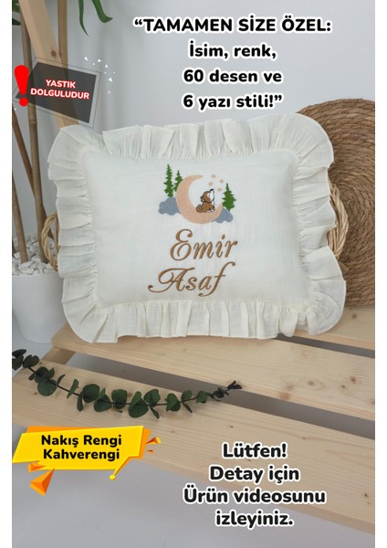 Müslin Yeni Doğan 4katlı Organik %100PAMUK Kişiye Özgü Nakışlı Hastane Çıkış Seti (Kurt Model-1)