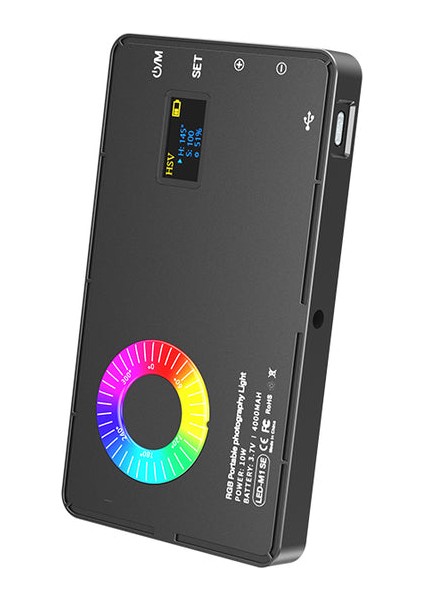 LED-M1SE RGB 10w Led Video Dolgu Işığı 4000mAh Dahili Bataryalı Metal Kasa