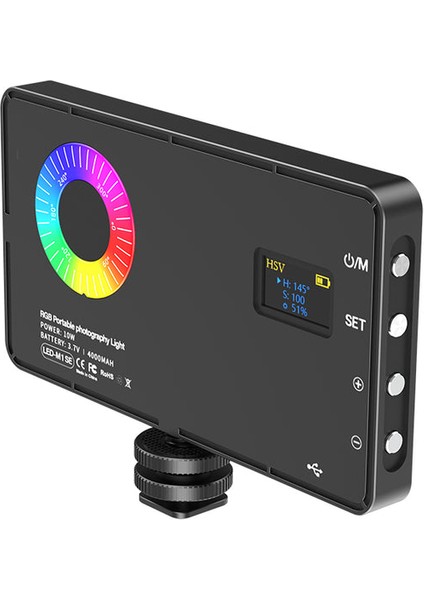 LED-M1SE RGB 10w Led Video Dolgu Işığı 4000mAh Dahili Bataryalı Metal Kasa