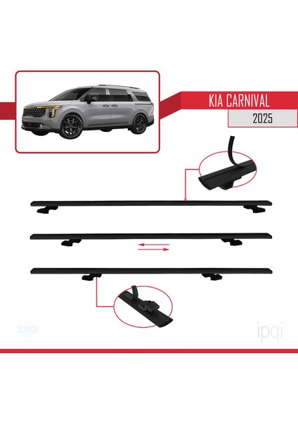 Kia Carnival 2025 ve Sonrası ile Uyumlu Basıc Model Ara Atkı Tavan Barı Siyah 3 Adet indirimleri