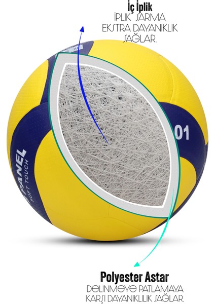 Semi-Pro Voleybol Topu Lamineli Beton Zemin Softtouch Iç-Dış Mekana Uygun 8 Panel Sarı-Mavi GSV101 fırsatları