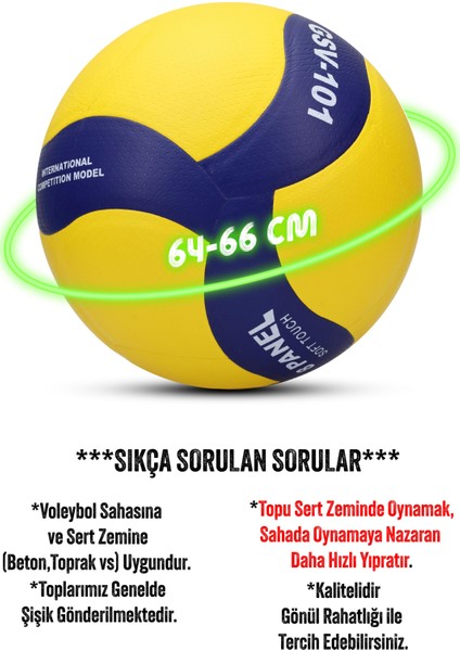 Semi-Pro Voleybol Topu Lamineli Beton Zemin Softtouch Iç-Dış Mekana Uygun 8 Panel Sarı-Mavi GSV101 indirimleri