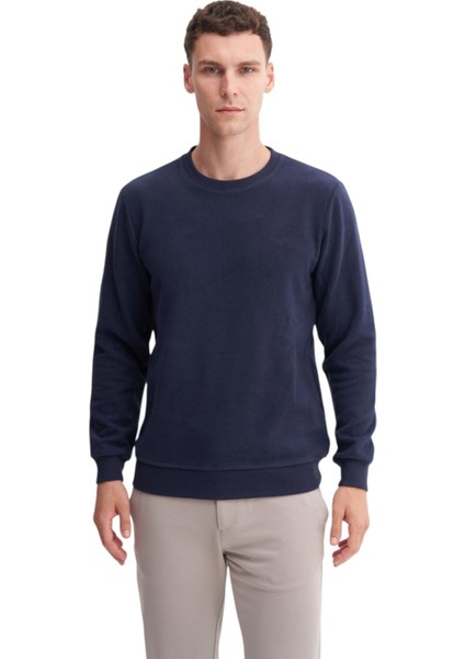 Erkek Slim Fit Pamuk Karışımlı Selanik Örgü Sweatshirt 56400