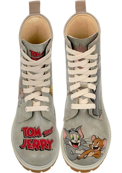 Kadın Vegan Deri Gri Uzun Bot - Warner Bros Looney Tunes Tom ve Jerry Tiny Trouble Tasarım fiyatları