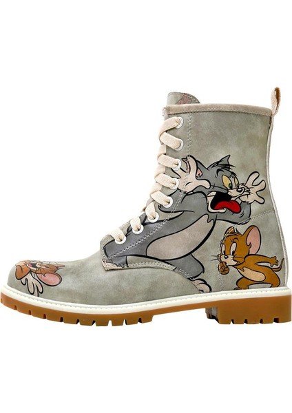 Kadın Vegan Deri Gri Uzun Bot - Warner Bros Looney Tunes Tom ve Jerry Tiny Trouble Tasarım modelleri