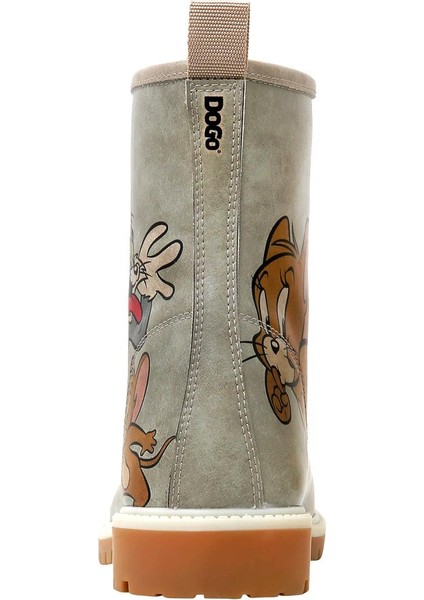 Kadın Vegan Deri Gri Uzun Bot - Warner Bros Looney Tunes Tom ve Jerry Tiny Trouble Tasarım indirimleri