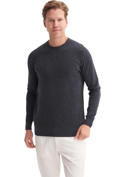 Slim Fit Soft Touch Basic Bisiklet Yaka Kazak-