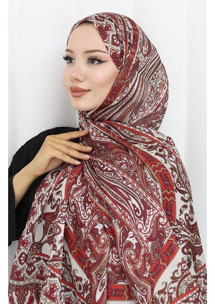 Etnik Desen Janjan Şal 70305-05 Bordo Bej