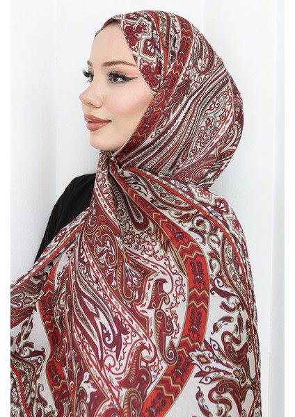 Etnik Desen Janjan Şal 70305-05 Bordo Bej modelleri