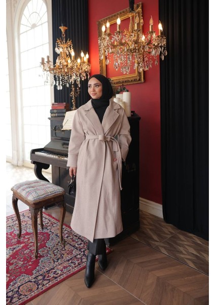 Ayseren Kadın Büyük Beden Astarlı Bağlamalı Genç Örme Kaşe Kaban fiyatları