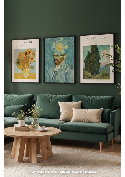Van Gogh 3'lü Siyah Çerçeveli Poster, Tablo Seti No:25 modelleri