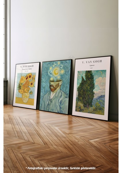 Van Gogh 3'lü Siyah Çerçeveli Poster, Tablo Seti No:25 fırsatları