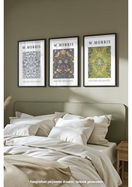 W Morris 3'lü Siyah Çerçeveli Poster, Tablo Seti No:4 fiyatları