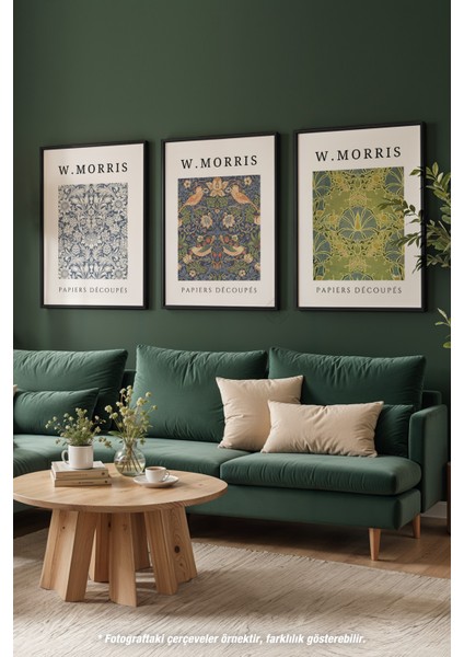 W Morris 3'lü Siyah Çerçeveli Poster, Tablo Seti No:4 modelleri