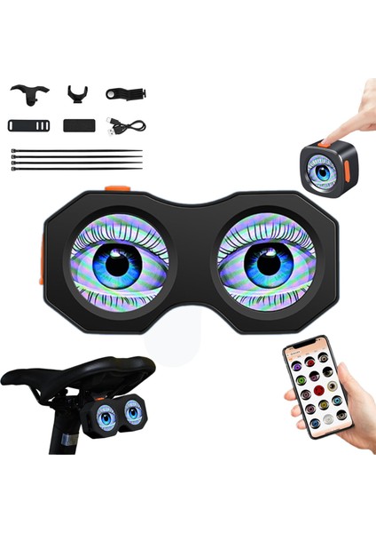 App Kontrollü Devil Eyes LED Kuyruk Lambası – 82 Mod, Su GEÇIRMEZ,12V Bisiklet E-Bike Scooter Işığı