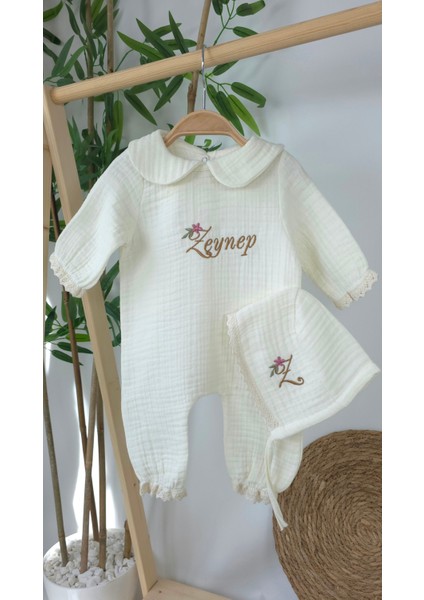 Müslin Yeni Doğan 4katlı Organik %100PAMUK Kişiye Özgü Nakışlı Hastane Çıkış Seti (Papatya-3) fiyatları