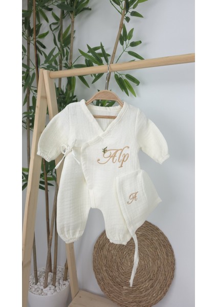 Müslin Yeni Doğan 4katlı Organik %100PAMUK Kişiye Özgü Nakışlı Hastane Çıkış Seti-Dal Model modelleri