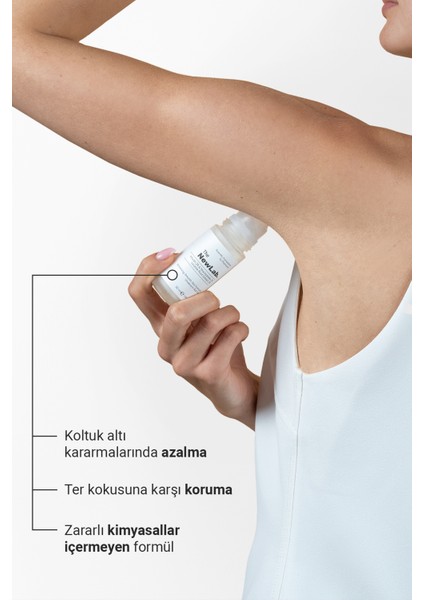 Arbutin, Niacinamide ve Meyan Kökü Özü içerikli Koltuk Altı Beyazlatıcı Roll on 50 ml indirimleri