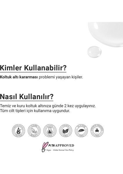 Arbutin, Niacinamide ve Meyan Kökü Özü içerikli Koltuk Altı Beyazlatıcı Roll on 50 ml