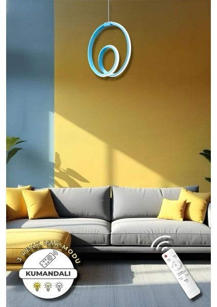 Perla Mavi Kumandalı 3 Renk Modern Sarkıt LED Avize modelleri