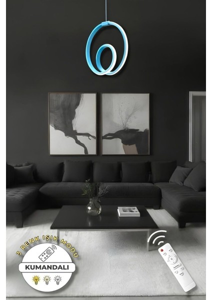 Perla Mavi Kumandalı 3 Renk Modern Sarkıt LED Avize fırsatları