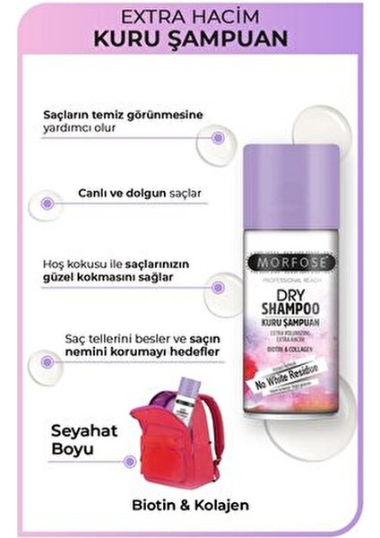 Ekstra Hacim Kuru Şampuan Biotin ve Kollajen İçerikli 100 ml Tüm Saç Tipleri İçin modelleri