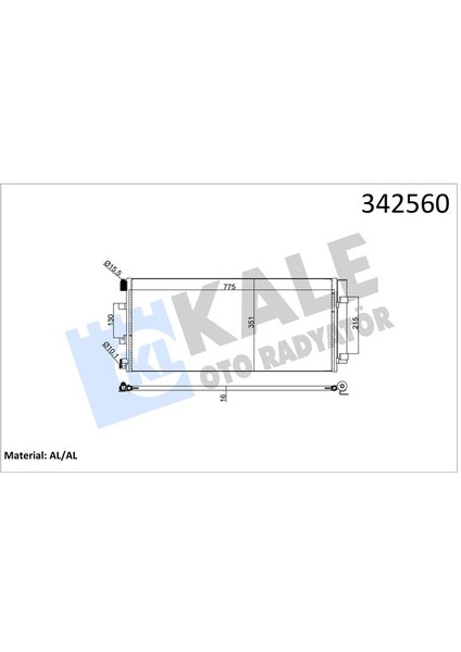 Klima Radyatoru Kondenseri Renault Master Iıı 10> Opel Movano B 10> 2.3dci 775X351X16 Alüminyum Kurutucu Ile