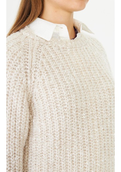 Triko Kazak Taş Oatmeal Chunky Knit Sweater modelleri