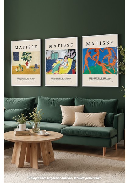 Matisse Vintage 3'lü Beyaz Çerçeveli Poster, Tablo Seti No:14 modelleri