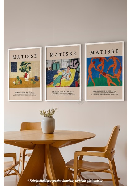 Matisse Vintage 3'lü Beyaz Çerçeveli Poster, Tablo Seti No:14 fırsatları