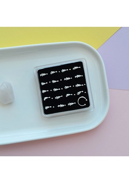 925 Ayar Gümüş Deliksiz Yıldız Taşlı Halka Burun Hızma – Ayarlanabilir Sıralı Yıldızlı